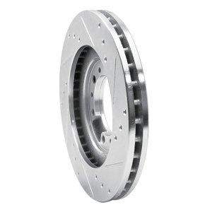 Mitsubishi Montero Brake Rotor (1) - Front Left - R1 Concepts - Drilled & Slotted - Silver - `94-`00